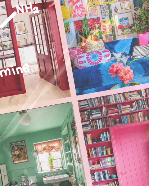 Composition d'intérieurs à la décoration colorée inspirés de la "dopamine decor" Retrouvez toutes nos idées sur Deliciously Home.