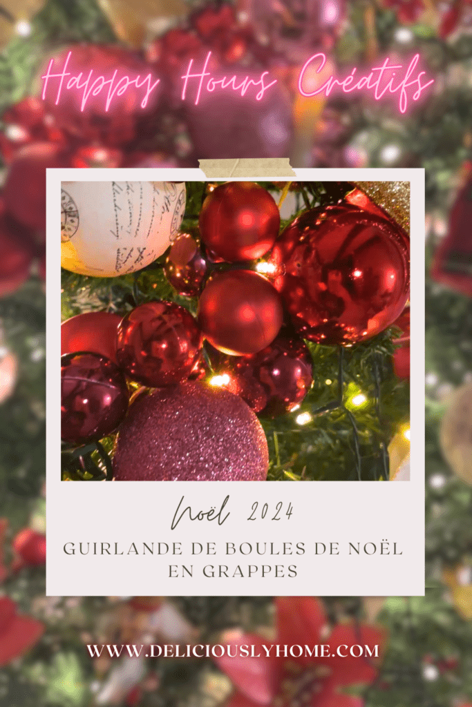 Épinglez notre projet DIY de guirlande de boules de Noël en grappes ! Ajoutez une note festive et moderne à votre sapin grâce à ce tutoriel créatif et facile à réaliser disponible sur Deliciously Home. Idéal pour les amateurs de décoration DIY et d'inspiration de Noël.