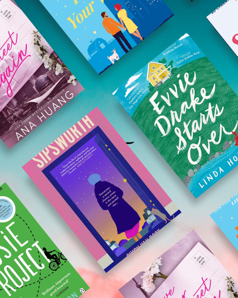 Plusieurs couvertures de livres, avec le texte 6 histoires où tout commence par un choix en lettres lumineuses, mettant en avant des romans contemporains aux thèmes de renouveau et de choix.