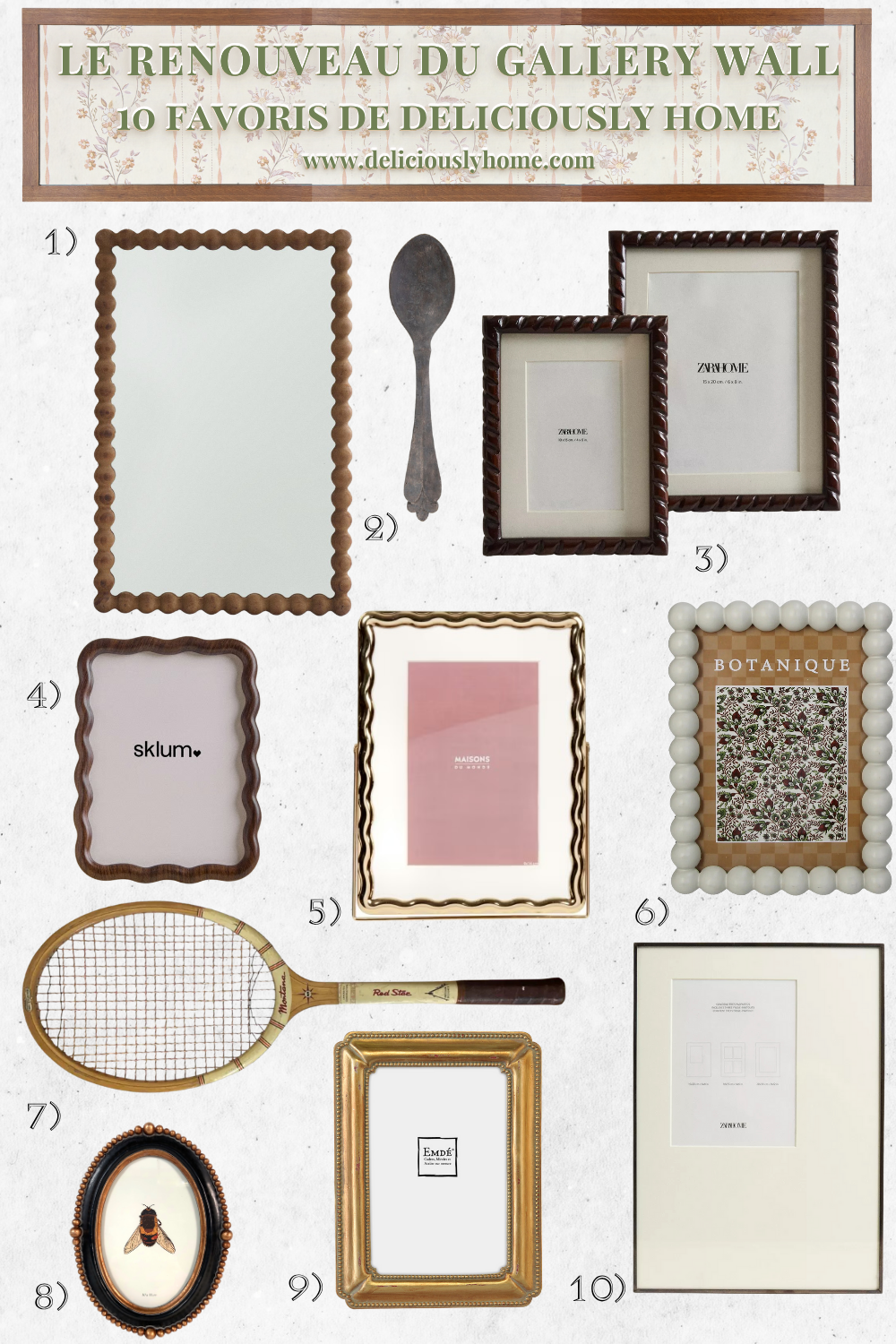 gallery wall deliciouslyhome pin 2 Sélection de cadres et objets décoratifs pour créer un gallery wall original. Les 10 favoris de Deliciously Home mêlent matières, formes et inspirations vintage pour encadrer le présent avec style. Retrouvez notre article « L’art d’encadrer le présent » sur Deliciously Home et plus d’idées sur notre board Pinterest « Encadrer le moment présent ».