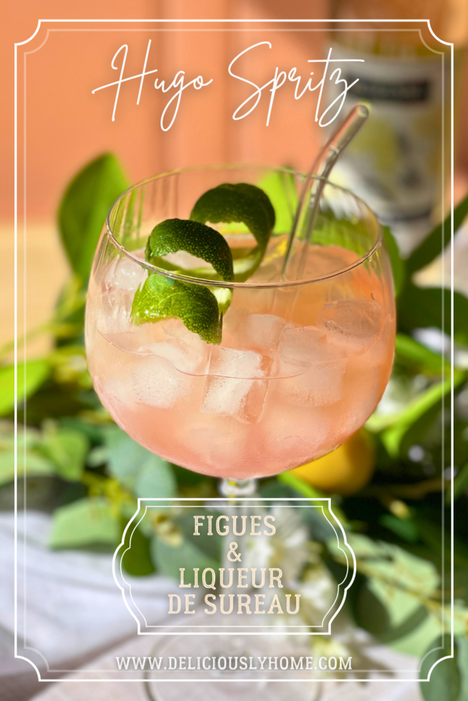 Hugo Spritz figues et liqueur de sureau – recette de cocktail d’automne signée publiée sur Deliciously Home.