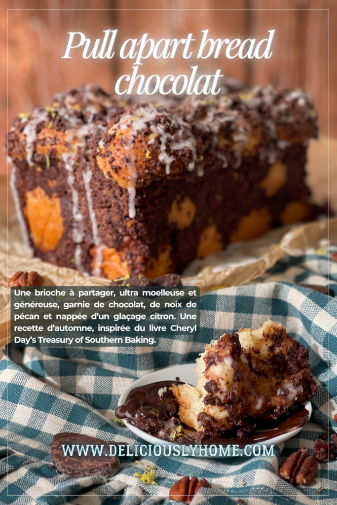 Brioche moelleuse au chocolat, glaçage citron et noix de pécan, une recette inspirée de Cheryl Day sur www.deliciouslyhome.com