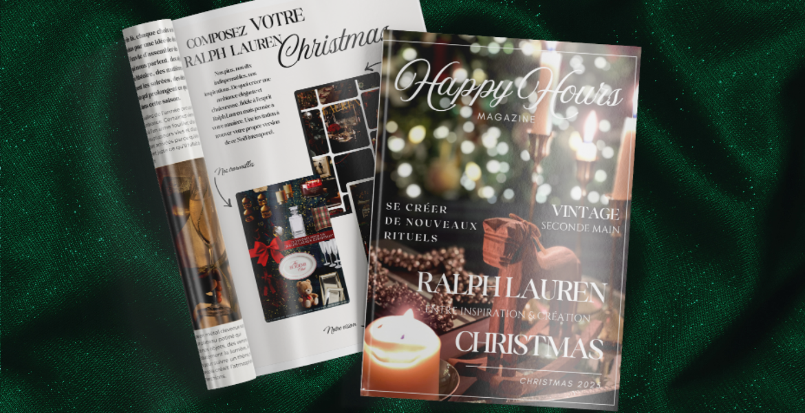 Layout du premier numéro du magazine "Happy Hours" de Deliciously Home.