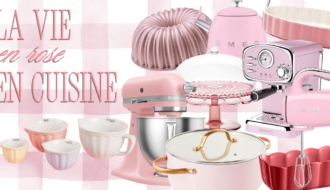 outils de cuisine rose pour une cuisine printanière.