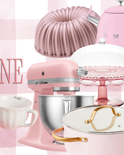 outils de cuisine rose pour une cuisine printanière.