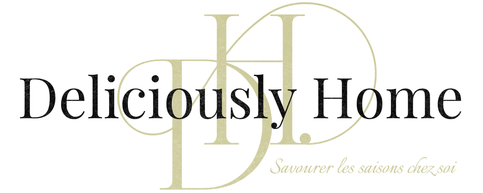 Logo vert de Deliciously Home, blog de recettes maison, décoration, livres et parfums