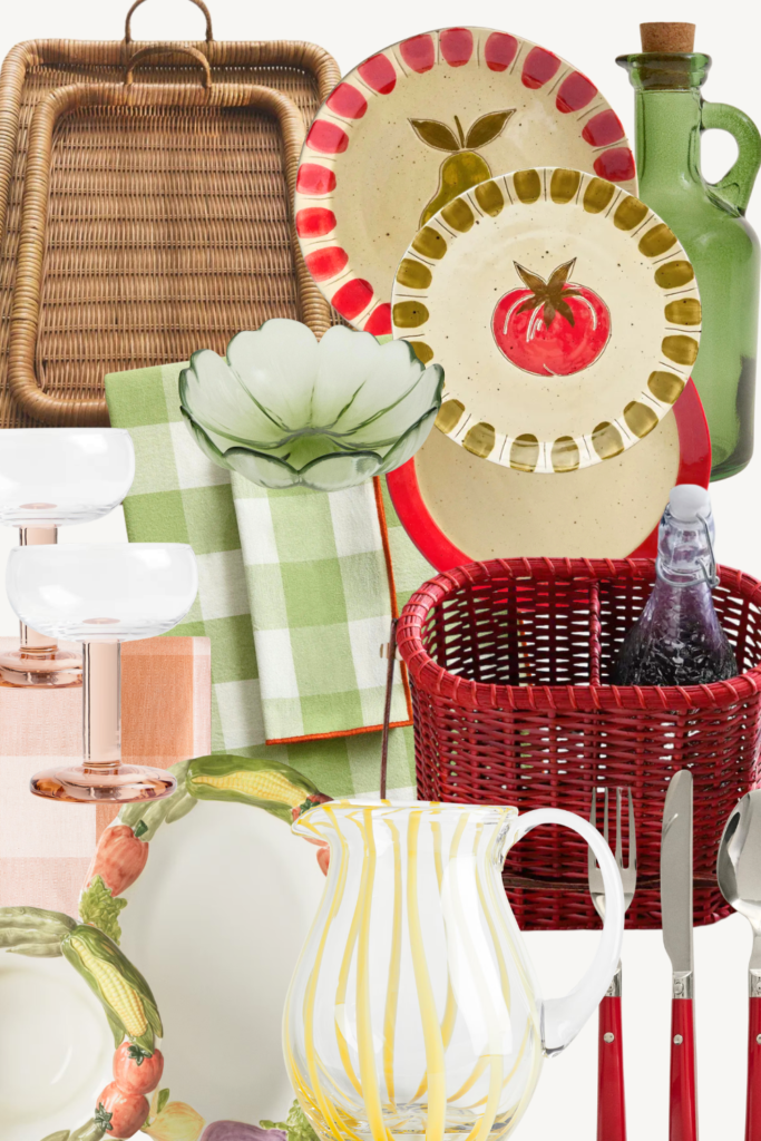 Une sélection déco pensée pour créer une ambiance pique-nique estivale, entre carreaux vichy, verrerie colorée et jolies pièces de table à mixer selon l’envie, à découvrir sur Deliciously Home.