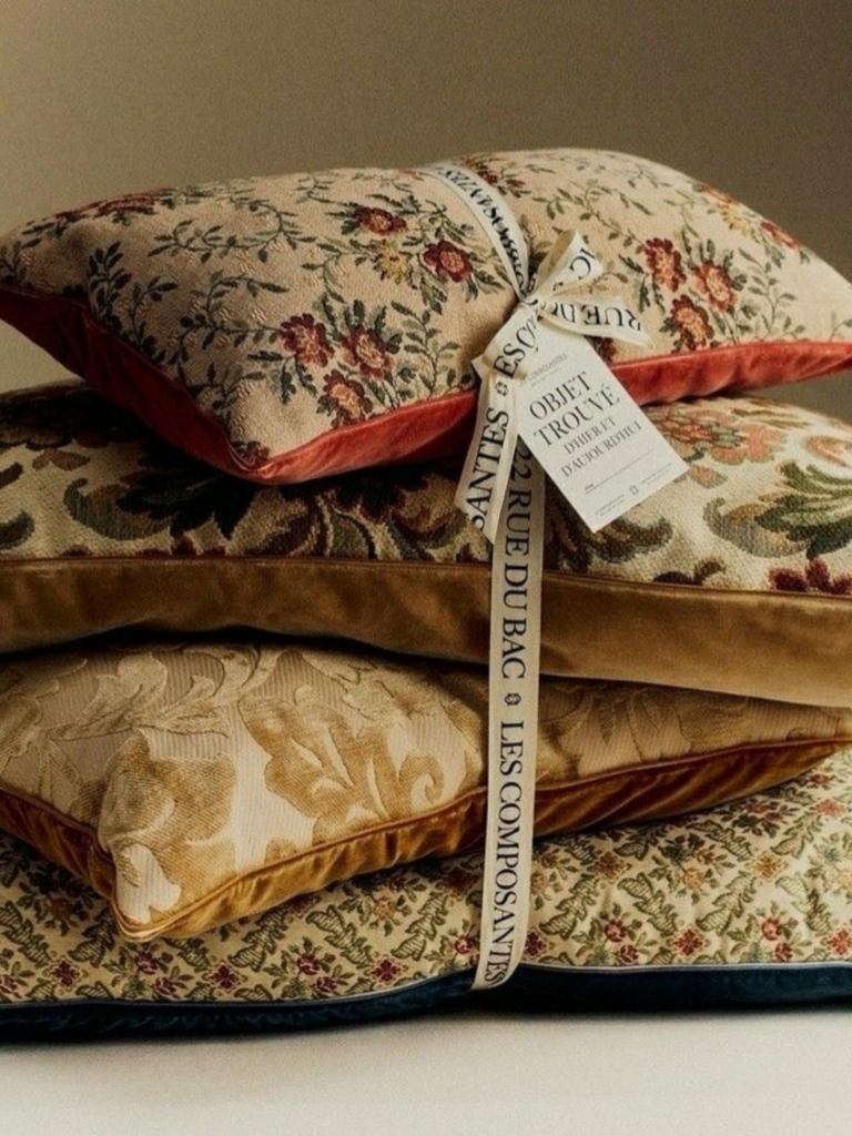coussins motifs floraux decoration automne - Deliciously Home