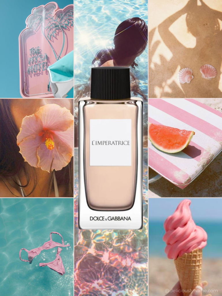 juillet l imperatrice dolce gabbana deliciouslyhome article 6 Autour de L’Impératrice de Dolce & Gabbana, l’imaginaire de la signature olfactive de juillet sur Deliciously Home prend forme : eau turquoise, rose pastèque et insouciance des étés que le parfum fait ressurgir.