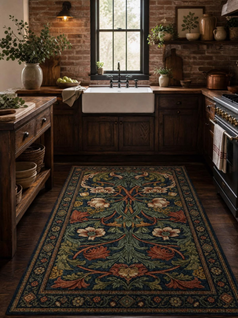 tapis cuisine motifs floraux decoration automne - Deliciously Home